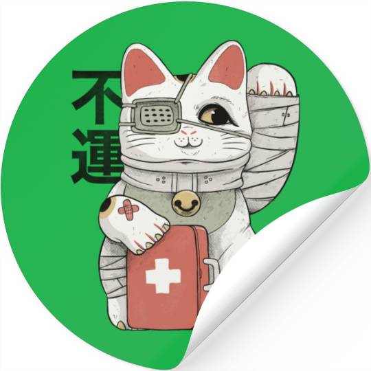 Unlucky White Cat Stickers
