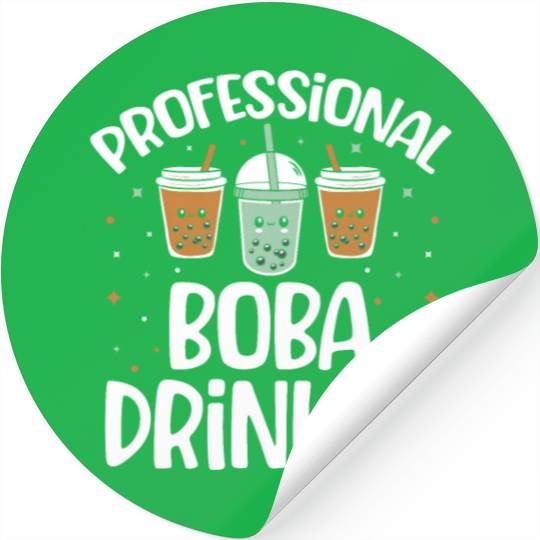 Professional Boba Drinker Bubble Tea Lover Korean Stickers