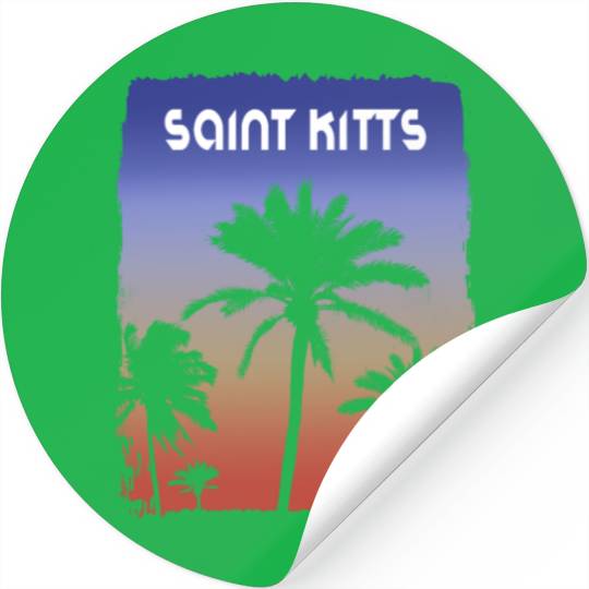 Saint Kitts Sunset Vacation Souvenir Palm Tree Stickers
