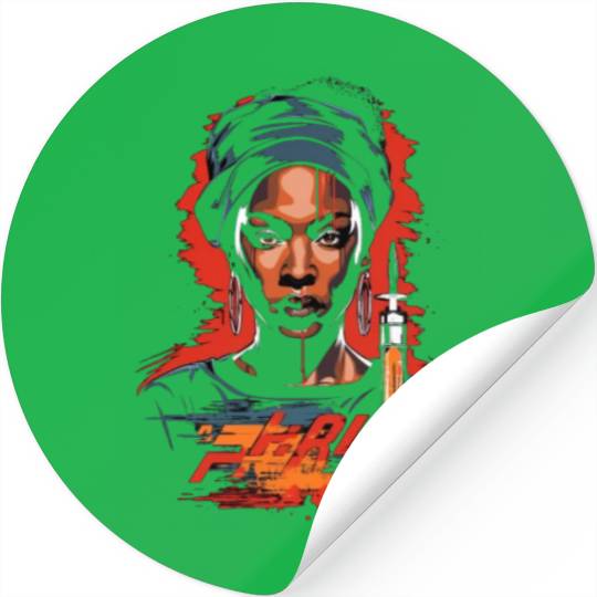 African American Nurse Afro Woman Syringe Nursing Stickers