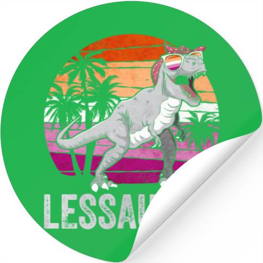 Lesbian Pride Flag Dinosaur Trex LGBTQ Stickers