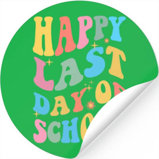 Groovy Happy Last Day of School Teacher Student Stickers