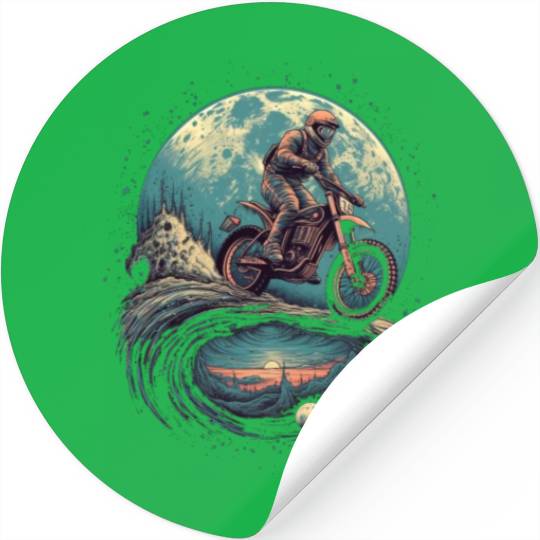Dirt Bike Moon Motocross Motorcycle Riding Biker Stickers