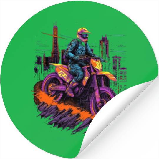 Dirt Bike Biking City Skyline Motocross Stickers