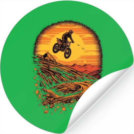 Dirt Bike Jumping Dirt Mound Motorcycle Biker Stickers