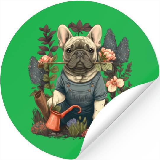 French Bulldog | Gardening Plant Love Flowers Stickers