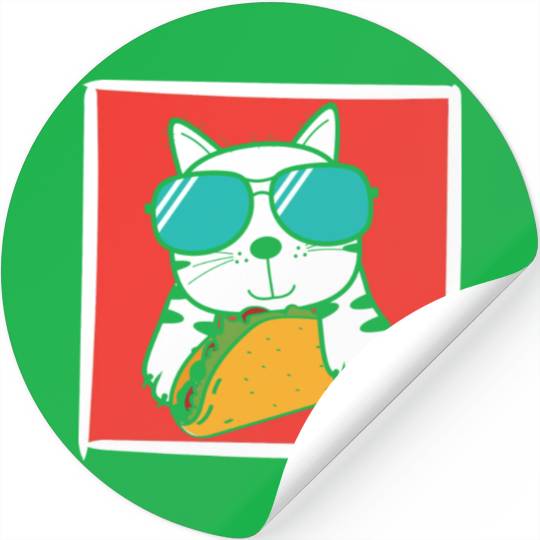 Cool Cat Taco Lover Stickers
