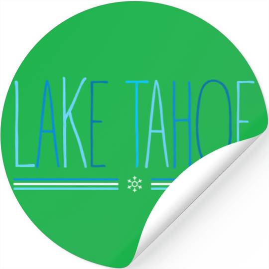 Lake Tahoe Winter Snowflake Blue Lettering Stickers