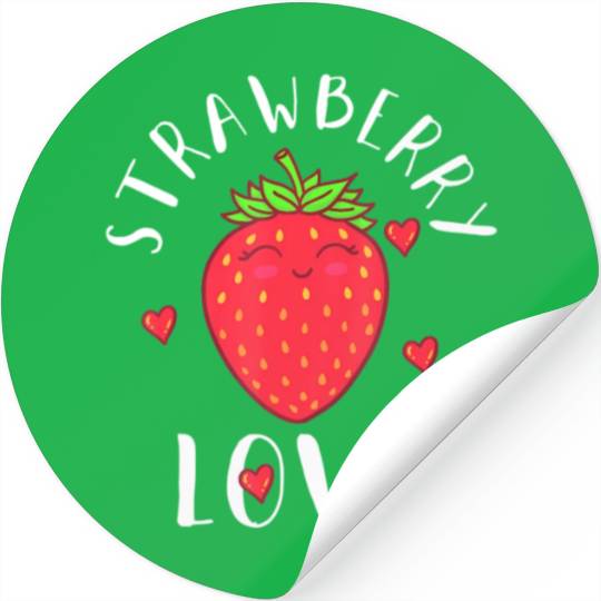 Strawberry Love Lover Fruit Smiling Farmer Greengr Stickers
