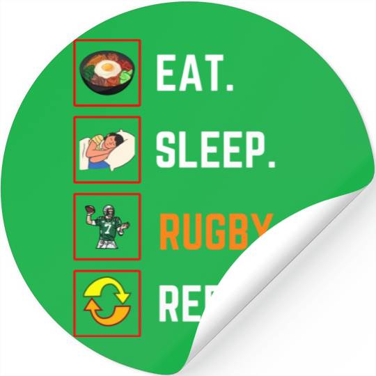 Funny Eat Sleep rugby Repeat Gift Stickers