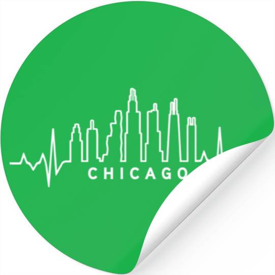 Heartbeat Of Chicago City Skyline Ekg Stress Relie Stickers