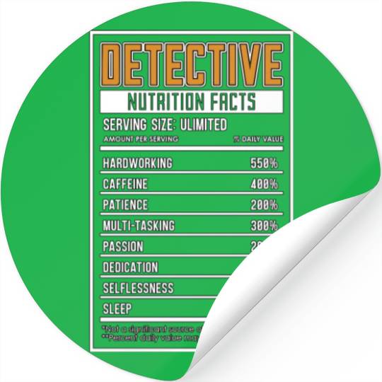 Detective Nutrition Facts Law Enforcement Police Stickers