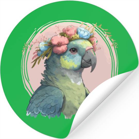 Cute Hahn's Macaw Bird Flower Crown Pet Birds Stickers