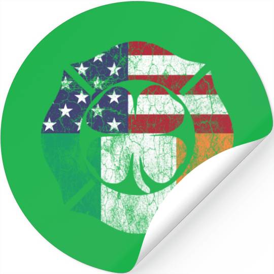 St Patricks Day Firefighter Irish American Flag Stickers