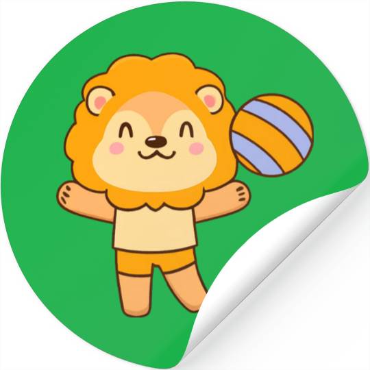Lion playing volleyball Stickers
