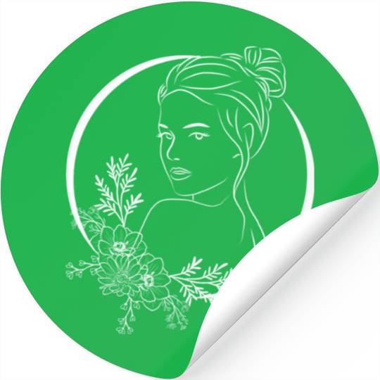 floral frame with women face Stickers