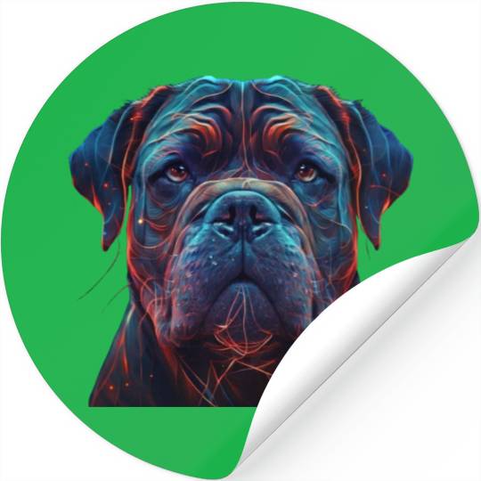 Neon Dogue de Bordeaux AI Art Stickers