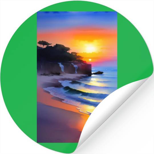 A sunrise with a seaside view Stickers