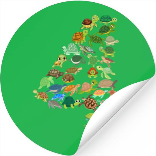 4th Birthday Sea Turtle Tortoise Theme 4 Year Old Stickers