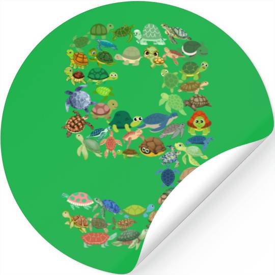 9th Birthday Sea Turtle Tortoise Theme 9 Year Old Stickers
