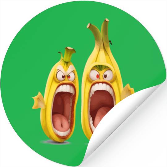Two bananas with angry face screaming cartoon Stickers