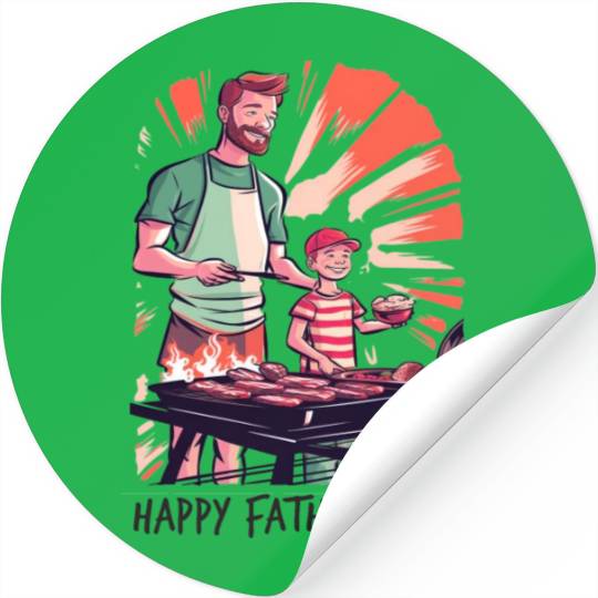 Father and Son Barbecue Father's Day Gift Stickers