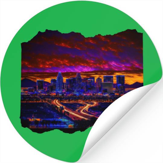 Phoenix Arizonna Skyline Neon Desert Nights Stickers