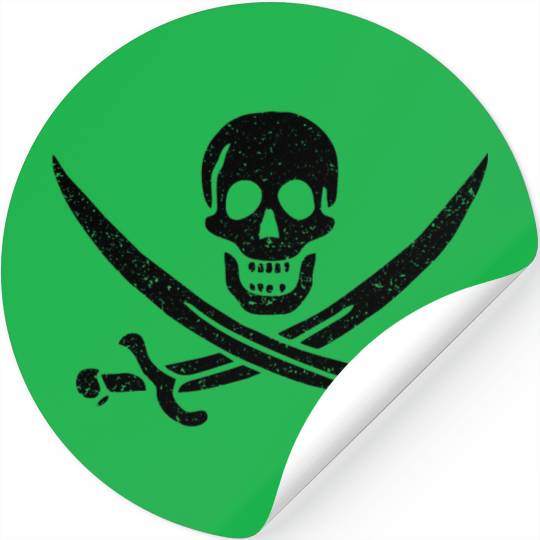 Jolly Roger Pirate Flag Calico Jack Halloween Stickers