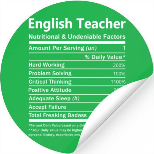 English Teacher Stickers - Nutritional And Undeniab