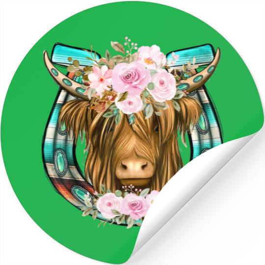 Loves HigHiand Cow Flower Stickers