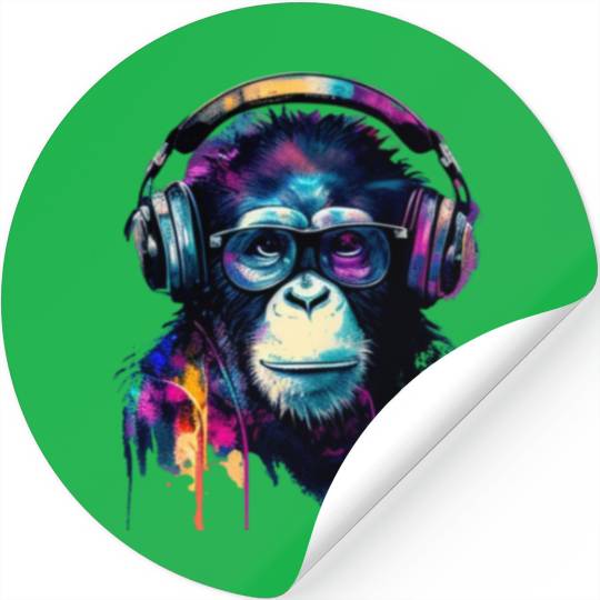 Banksy DJ Monkey with Headphones Stickers