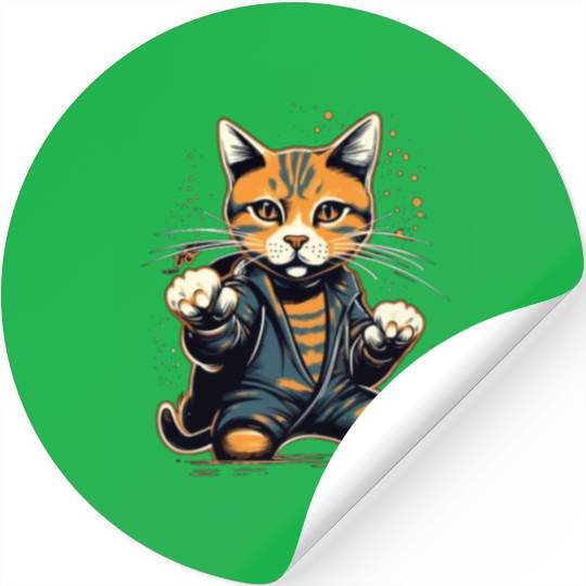 Cat Karate Taekwondo MMA Kitten Fighter Cat Lover Stickers