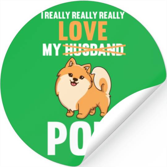 I Love My Husband Pomeranian Stickers