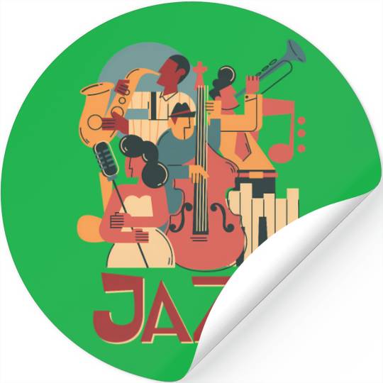 Jazz Musicians Orchestra Playing On Stage Smooth J Stickers