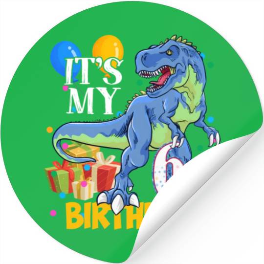 6Th 6 Dinosaur Saurus T Rex Stickers