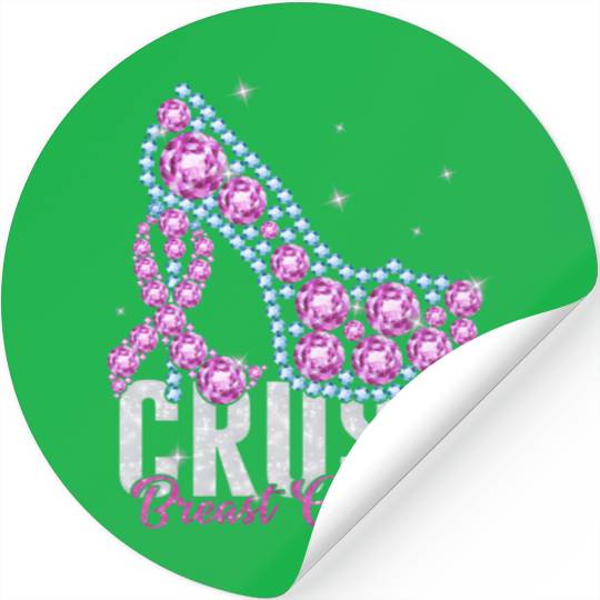 Crush Breast Cancer Bling Ribbon Stickers