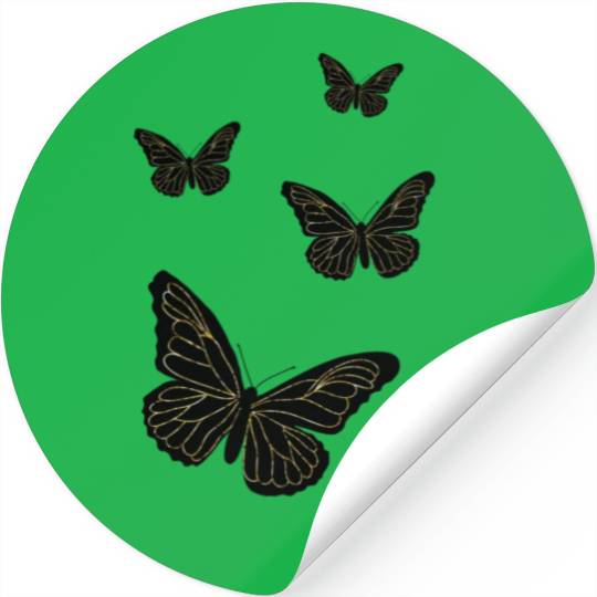 Black glittery butterflies monarch Stickers