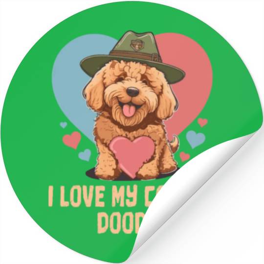 Funny I Love My Doodle Goldendoodle Dad Doodle Stickers
