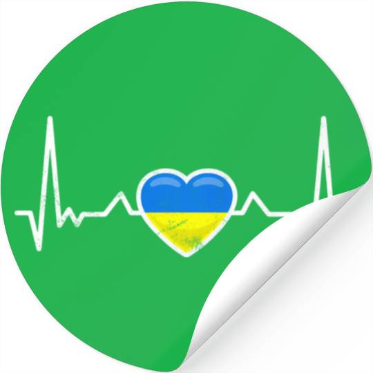 Heartbeat Ukraine Heart Ukrainian Flag Stickers