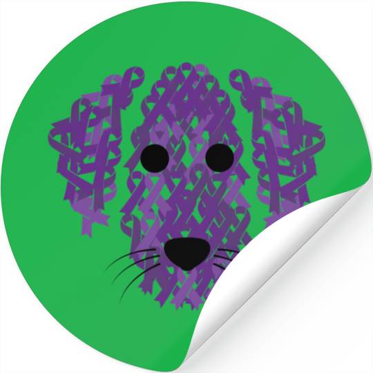 Purple Ribbon Dog Face Lupus Inspirational Awarene Stickers
