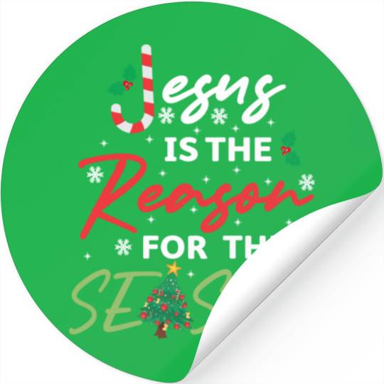 Jesus Is The Reason For The Season Candy Cane Stickers