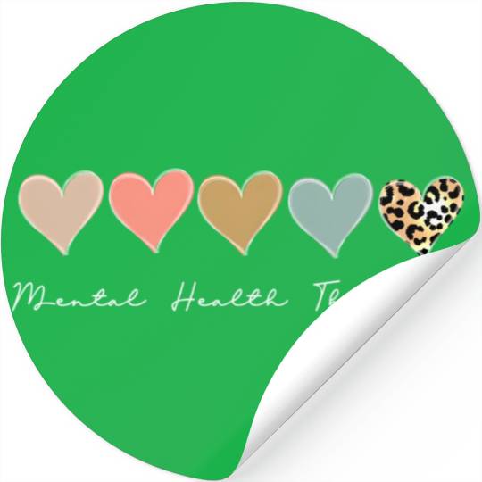 Mental Health Therapist Leopard Heart Mental Healt Stickers