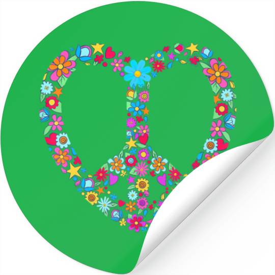 Peace Love 60's 70's Hippie Floral Colorful Costum Stickers