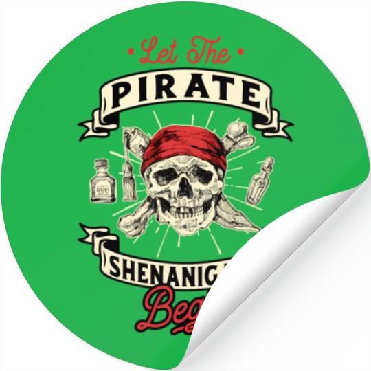 Let The Pirate Shenanigans Begin Crossbones Freebo Stickers