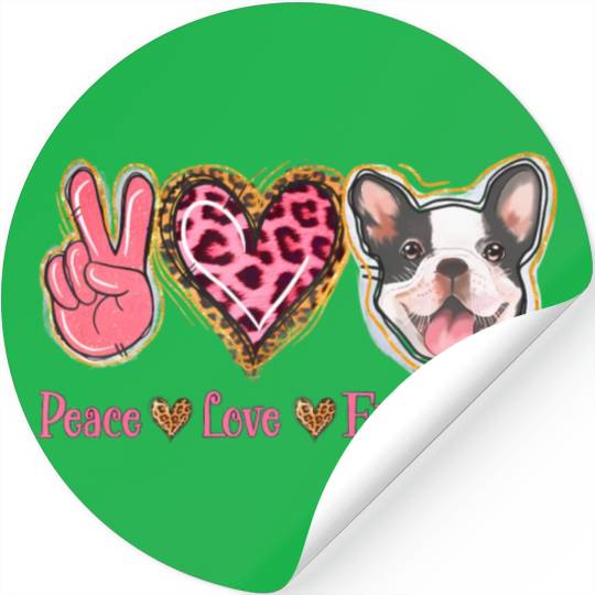 Leopard Peace Love Frenchie Funny Dog Mom Mothers Stickers