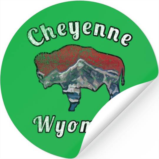 Cheyenne Wyoming With Flag Themed Mountain Scenery Stickers