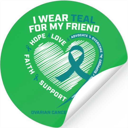 Teal Ribbon Ovarian Cancer Awareness Friend Stickers