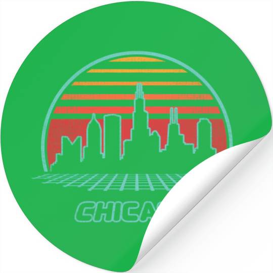 Chicago City Skyline 80S Style Stickers