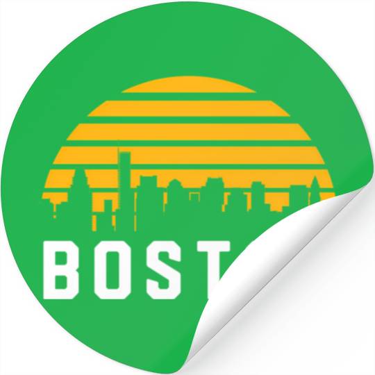 Boston Massachusetts Cityscape Yellow Stickers