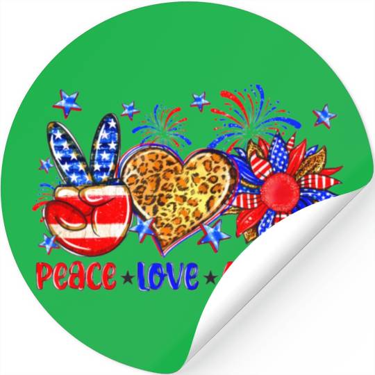 Peace Love America US Flag Fourth Wo 4th Of July P Stickers